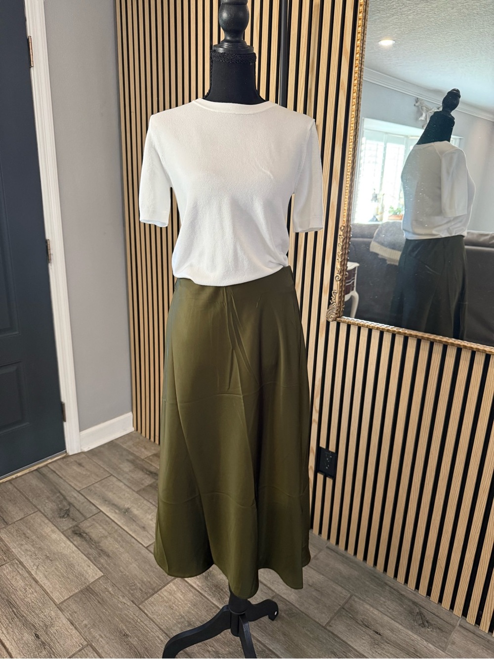 Olive Green Maxi Skirt - Women's Flowing A-Line